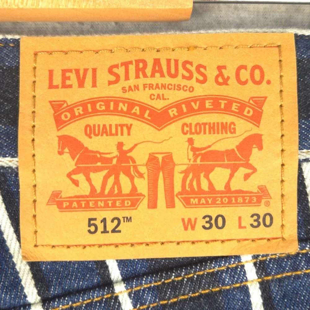 Levis 512 Slim Taper Jeans‎ Mens 30x30 Blue White Vertical Stripe Denim Pants